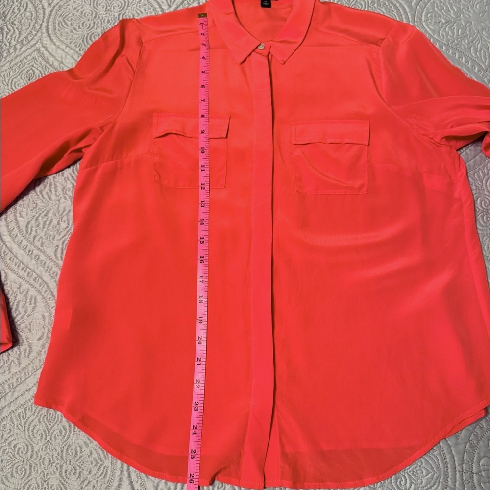 Ann Taylor Vibrant Orange Button-Down Silk Shirt size 12 - Picture 10 of 11